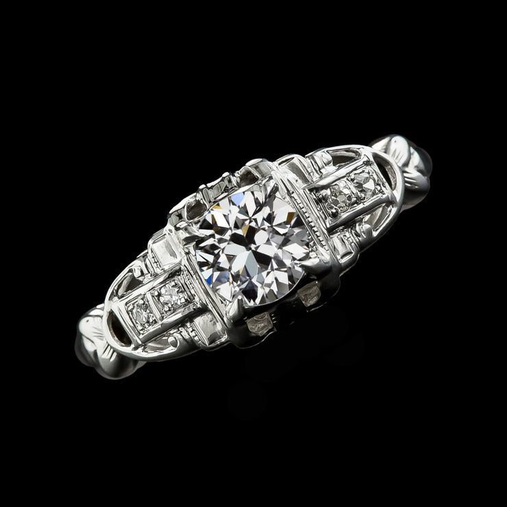 Natural Vintage Style Round Old Mine Cut Diamond Ring 2.25 Carats White Gold