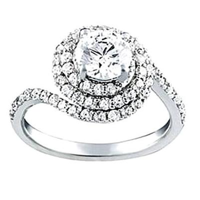 Natural White Gold 14K Diamond Ring Approx. 2.50 Carats Halo Ring With Accents