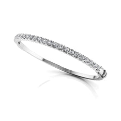 White Gold Natural Earth Mined Diamond Bangle Bracelet Women's