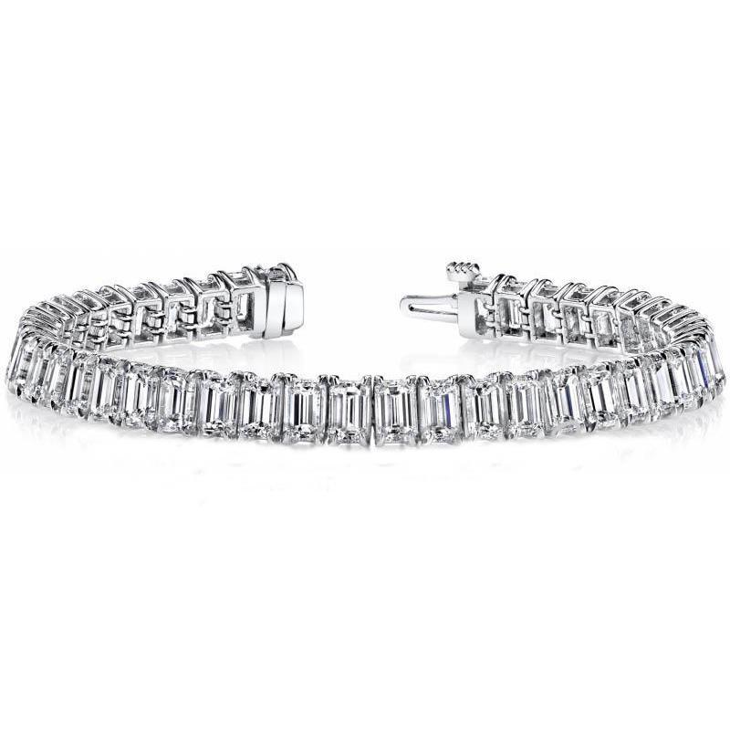 Natural White Gold Emerald Diamond Tennis Bracelet Jewelry 30.40 Ct
