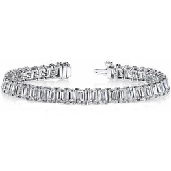 Natural White Gold Emerald Diamond Tennis Bracelet Jewelry 30.40 Ct