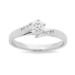 Natural White Gold Solitaire With Accents 1.55 Carats Diamond Engagement Ring