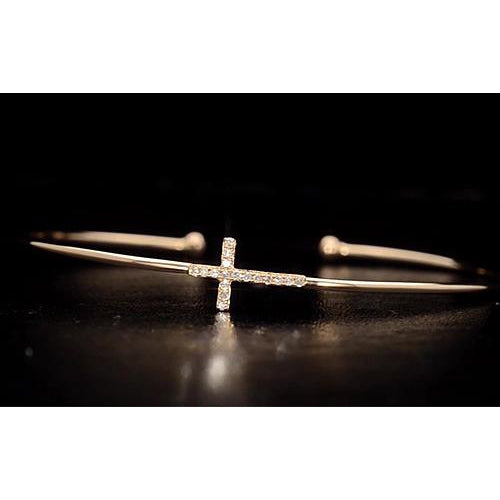 Natural Yellow Gold Bangle 1 Carat Cross Women Jewelry New