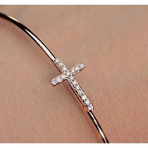 Natural Yellow Gold Bangle 1 Carat Cross Women Jewelry New
