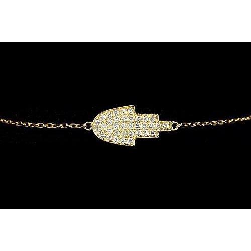 Natural Yellow Gold Bracelet 2 Carats Women Jewelry 14K Hamsa Jewelry