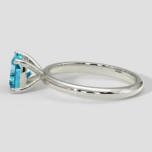 Natural Bluish Paraiba Ring Cushion Cut