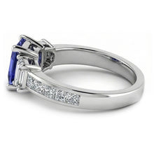 Natural Earth Mined Diamond Anniversary Sapphire Ring 3 Carat Channel Set Princess Accents
