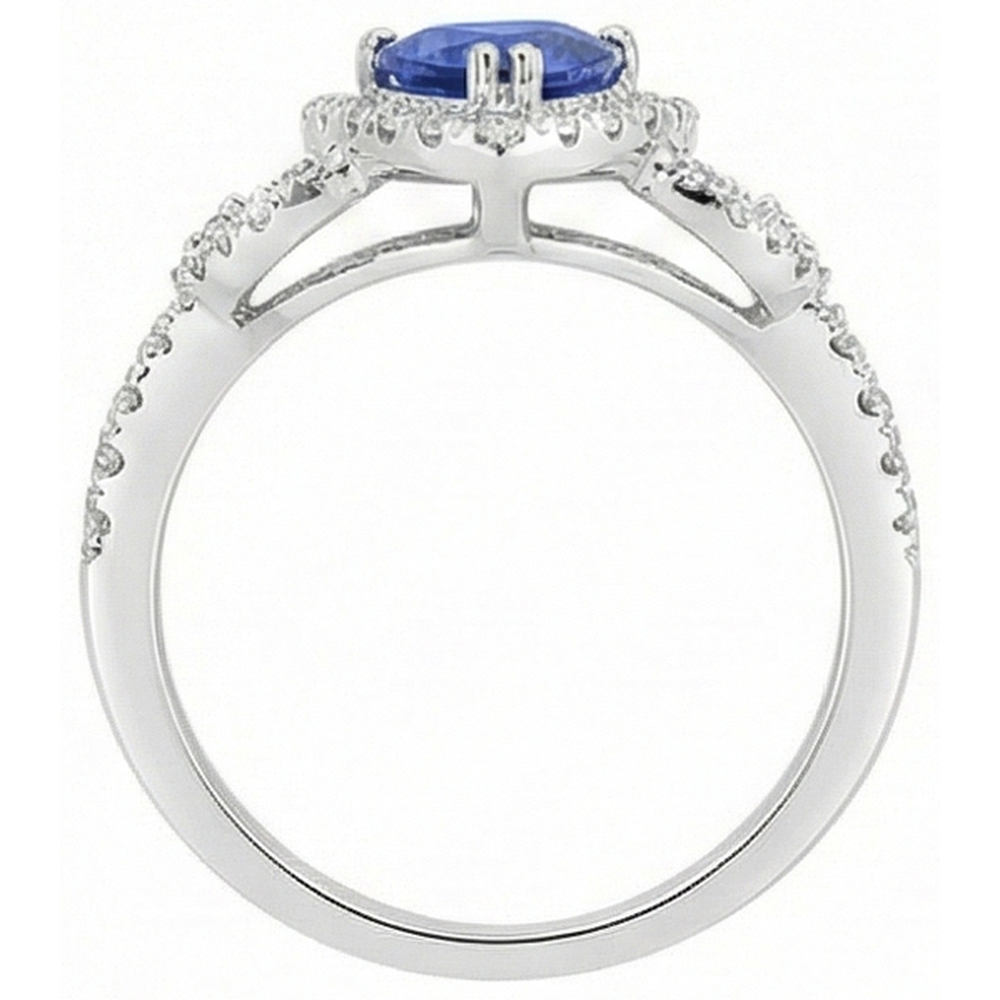 Natural Earth Mined Diamond Halo Trillion Srilanka Sapphire Ring 3 Carats Accented Jewellery