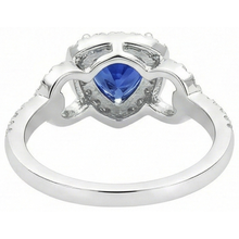 Natural Earth Mined Diamond Halo Trillion Srilanka Sapphire Ring 3 Carats Accented Jewellery