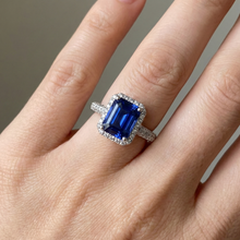 Natural Earth Mined Diamond Halo Wedding Ring Emerald Sri Lankan Sapphire 4 Carats