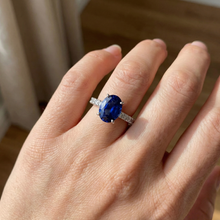 natural round sapphire 4.50ct ring with diamond accents