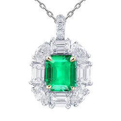 Colombian Emerald Gemstone Pendant – GIA-Certified 3 ct 14K Two