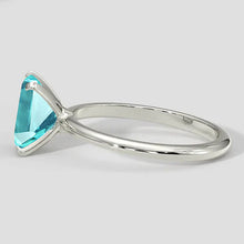 Natural Emerald Cut Paraiba Ring in White Gold