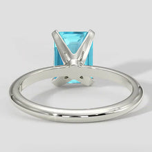 Natural Emerald Cut Paraiba Ring in White Gold