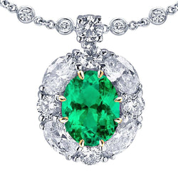 Authentic Fine Emerald Gemstone Pendant 6 ct – Two-Tone 14K Gold