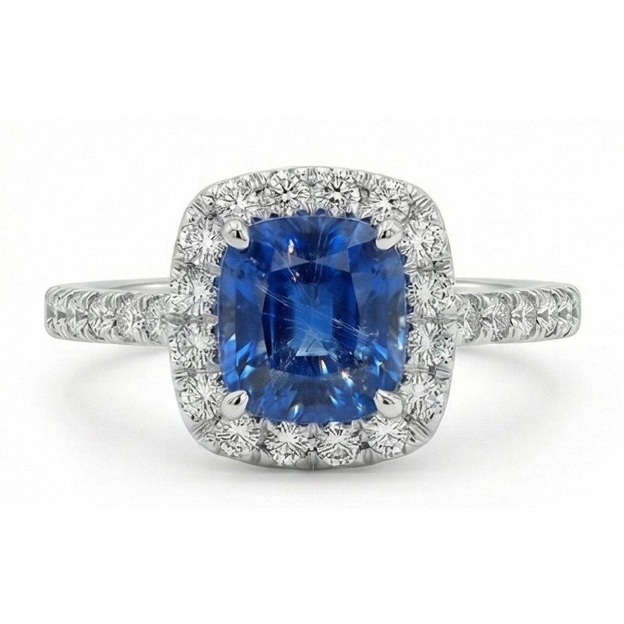 Natural Sapphire Ring 1.75ct - White Gold 14K