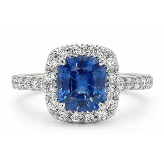 Natural Sapphire Ring 1.75ct - White Gold 14K
