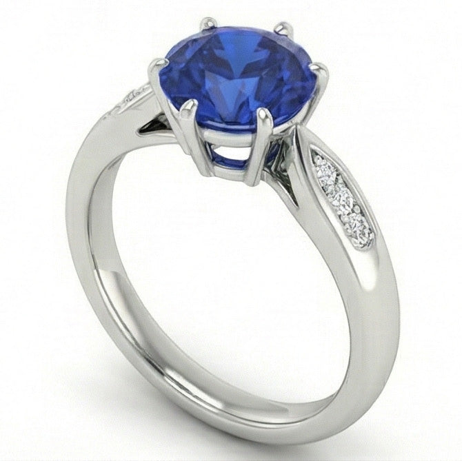 Natural Sapphire Ring 1.80ct - White Gold 14K