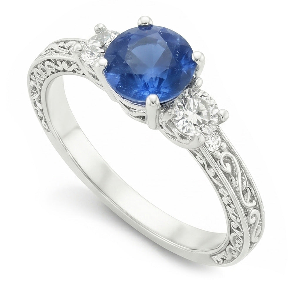 Natural Sapphire Ring 2.60ct - White Gold 14K