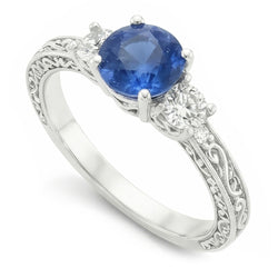 Natural Sapphire Ring 2.60ct - White Gold 14K