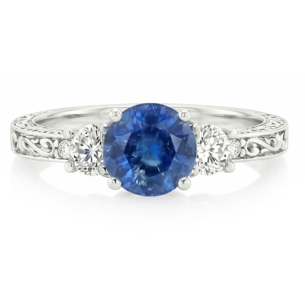 Natural Sapphire Ring 2.60ct - White Gold 14K
