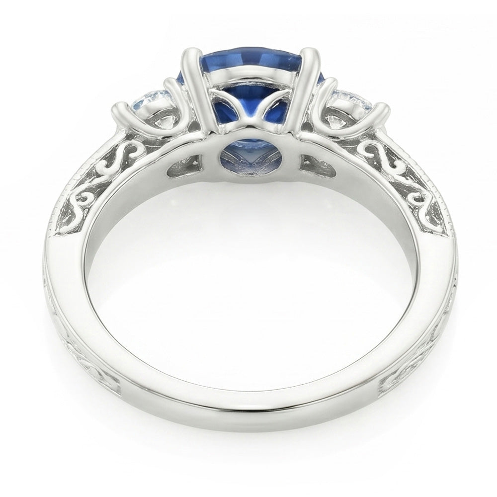 Natural Sapphire Ring 2.60ct - White Gold 14K
