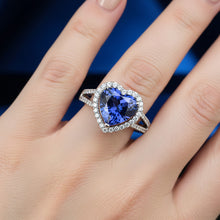 Natural Sapphire Ring 4.45ct - White Gold 14K