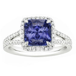 Natural Sapphire Ring 4ct - White Gold 14K
