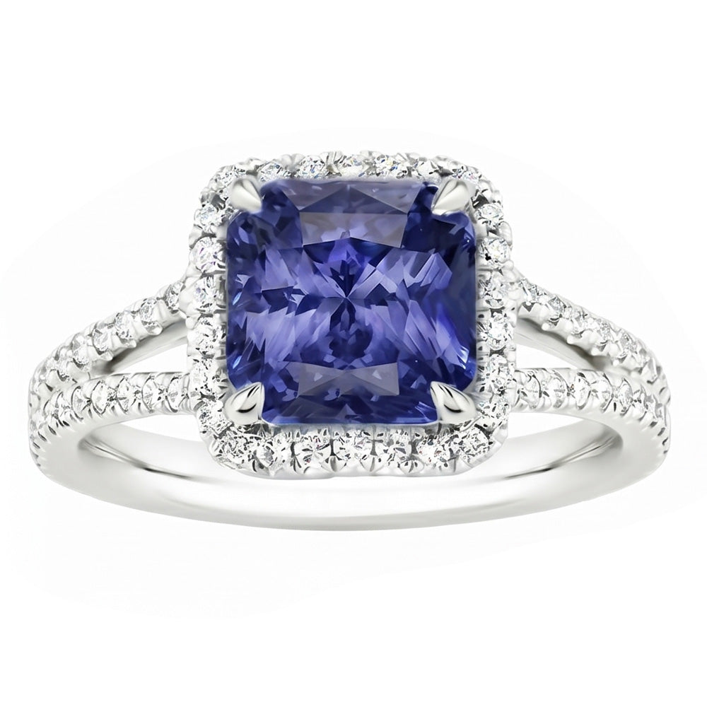 Natural Sapphire Ring 4ct - White Gold 14K