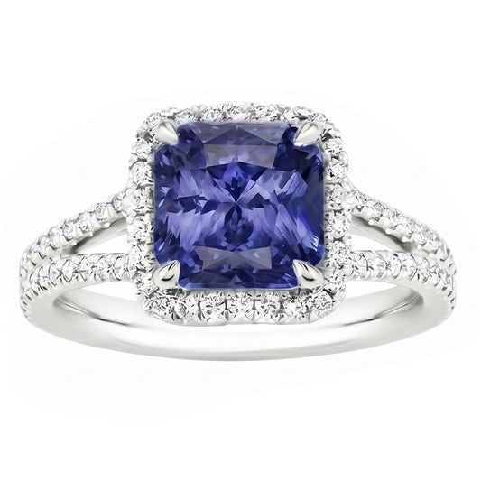 Natural Sapphire Ring 4ct - White Gold 14K