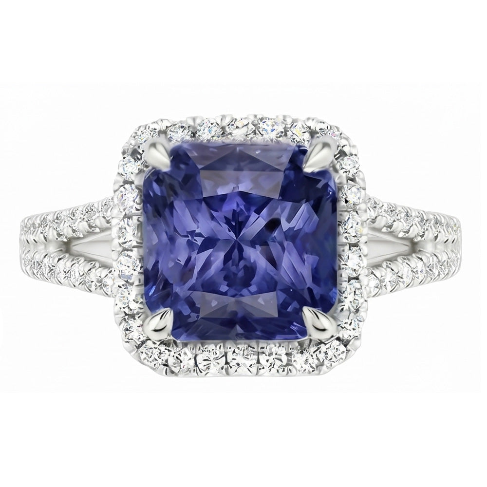 Natural Sapphire Ring 4ct - White Gold 14K