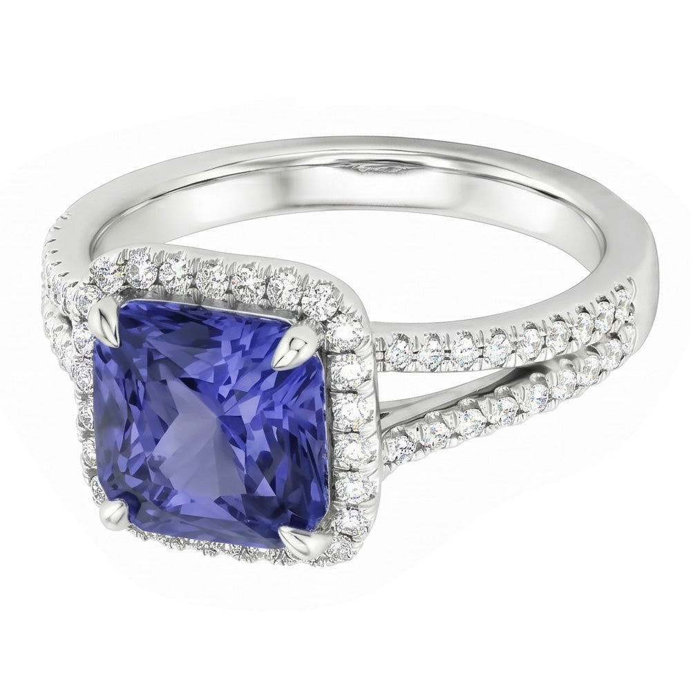 Natural Sapphire Ring 4ct - White Gold 14K