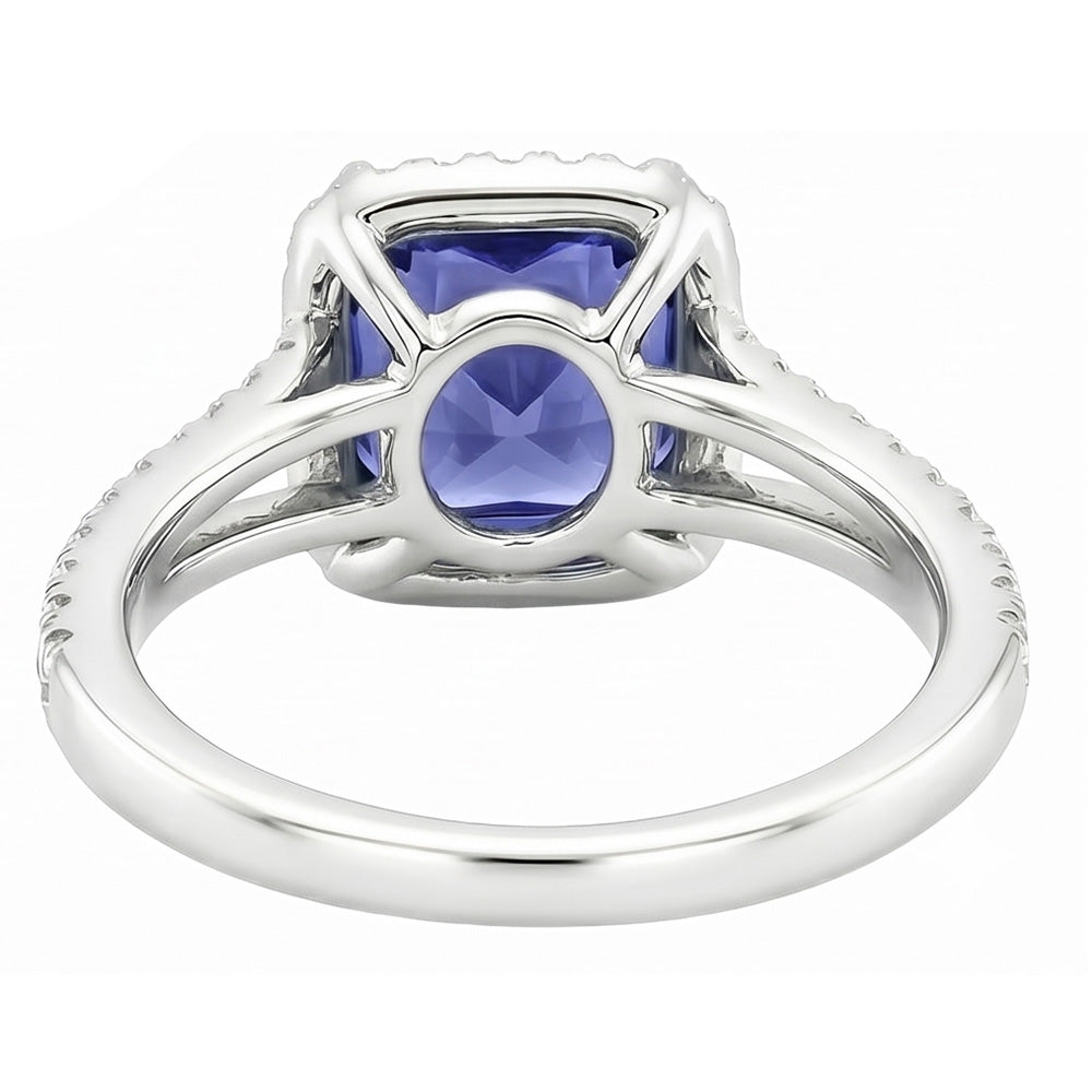 Natural Sapphire Ring 4ct - White Gold 14K