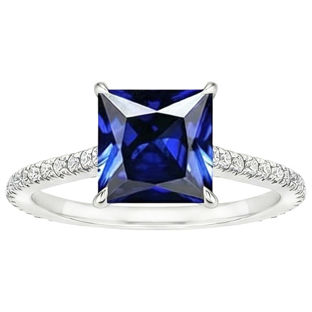 Natural Sapphire Ring 6ct - White Gold 14K