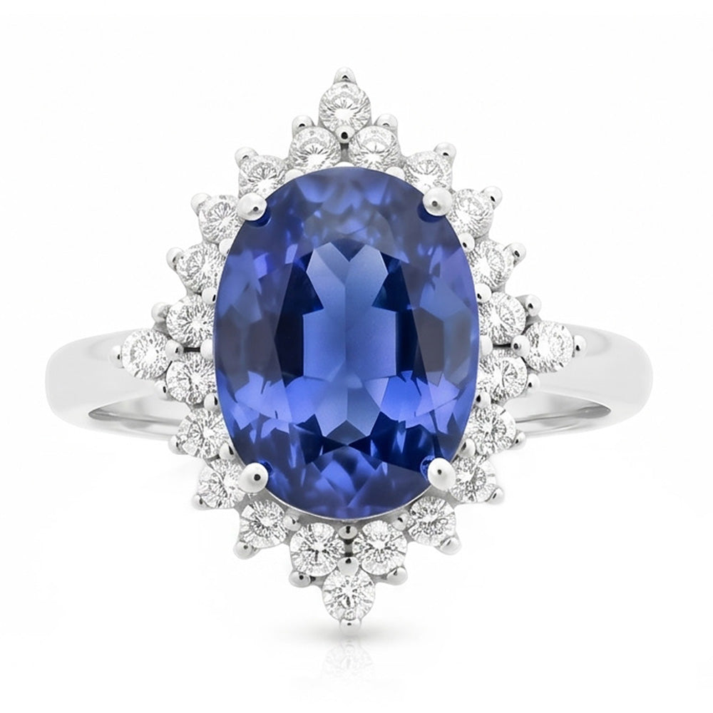 Natural Sapphire Ring 8.51ct - White Gold 14K
