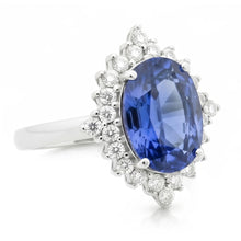 Natural Sapphire Ring 8.51ct - White Gold 14K