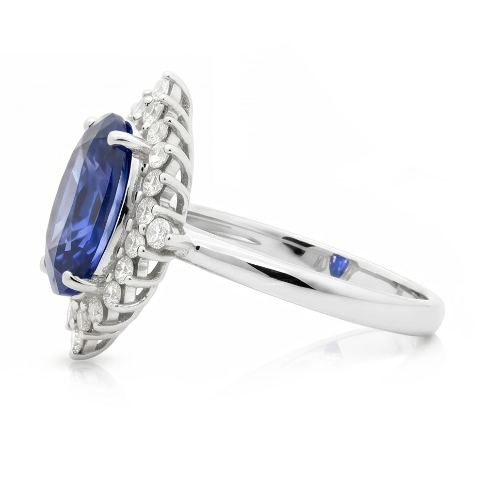 Natural Sapphire Ring 8.51ct - White Gold 14K