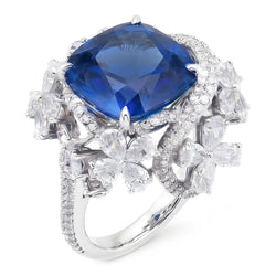 Natural Sapphire Ring 9.50ct - White Gold 14K
