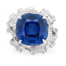 Natural Sapphire Ring 9.50ct - White Gold 14K
