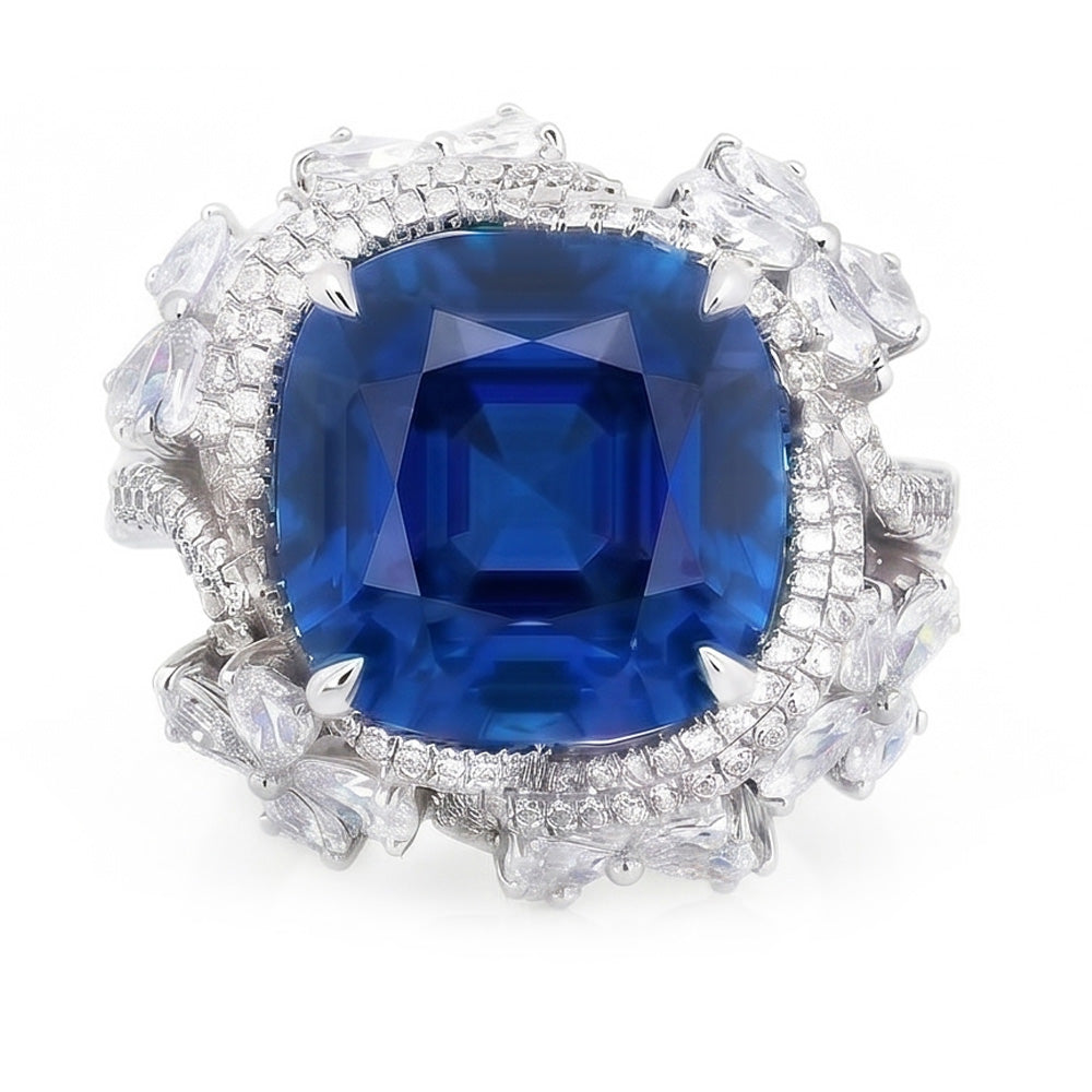 Natural Sapphire Ring 9.50ct - White Gold 14K