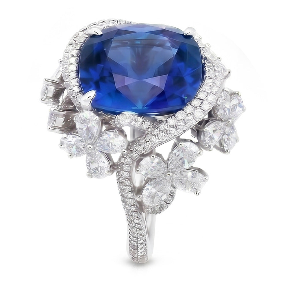 Natural Sapphire Ring 9.50ct - White Gold 14K