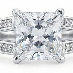 Natural Earth Mined Diamond Anniversary Fancy Ring 3.51 Carat Princess Gold White