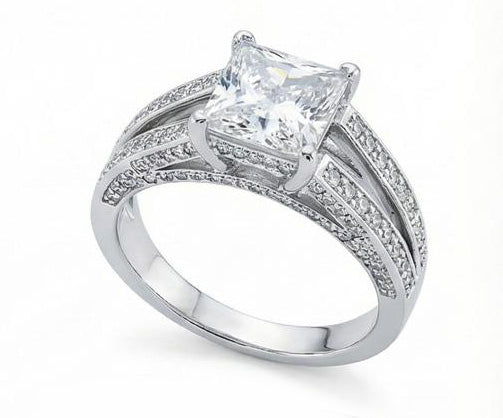 Natural Earth Mined Diamond Anniversary Fancy Ring 3.51 Carat Princess Gold White