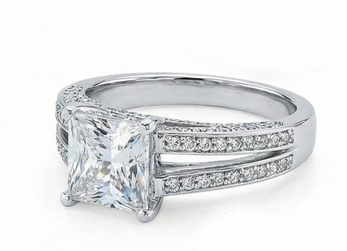 Natural Earth Mined Diamond Anniversary Fancy Ring 3.51 Carat Princess Gold White