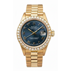 Natural Earth Mined Diamond Bezel Blue Roman Dial Rolex Yg President Style Watch Dj