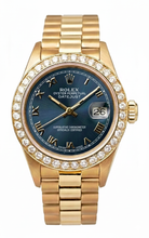 Natural Earth Mined Diamond Bezel Blue Roman Dial Rolex Yg President Style Watch Dj