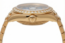 Natural Earth Mined Diamond Bezel Blue Roman Dial Rolex Yg President Style Watch Dj