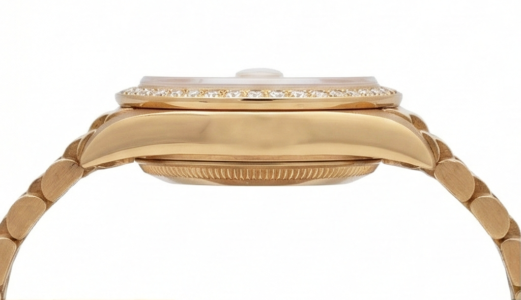 Natural Earth Mined Diamond Bezel Champagne Stick Dial Rolex Watch Dj Presidential