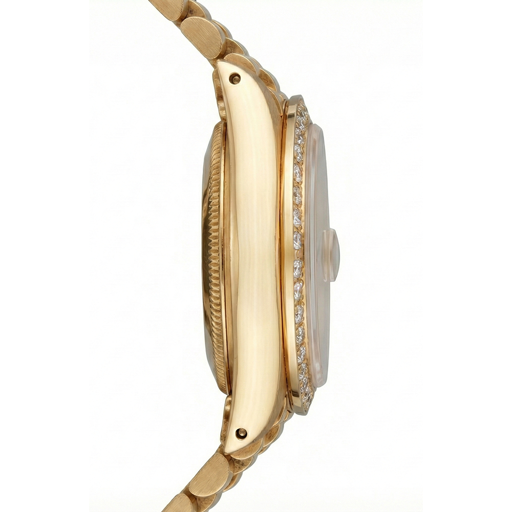 Natural Earth Mined Diamond Bezel Presidential Style Watch G Champagne Stick Dial Dj