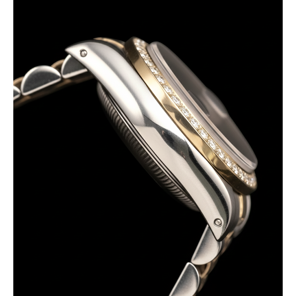 Natural Earth Mined Diamond Bezel Rolex Datejust Lady Watch Dial Jubilee Ss & Gold